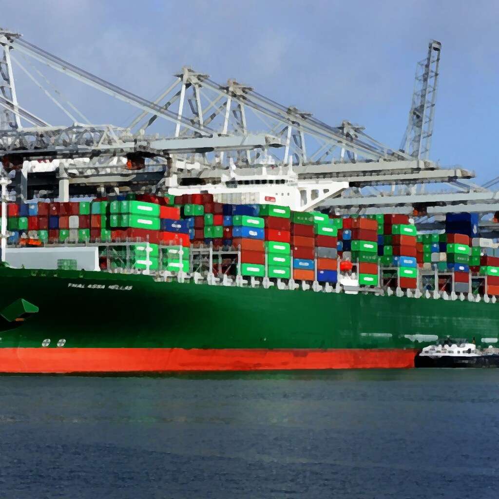 Container ship in the Amazonehaven, Port of Rotterdam