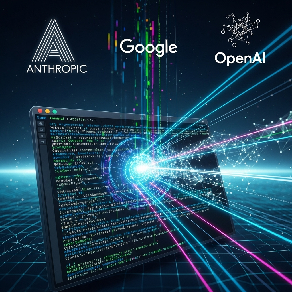 A developer using a terminal with AI code snippets