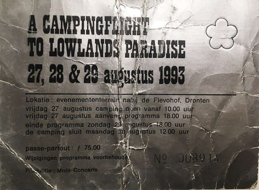 Lowlands ticket stub from 1993
