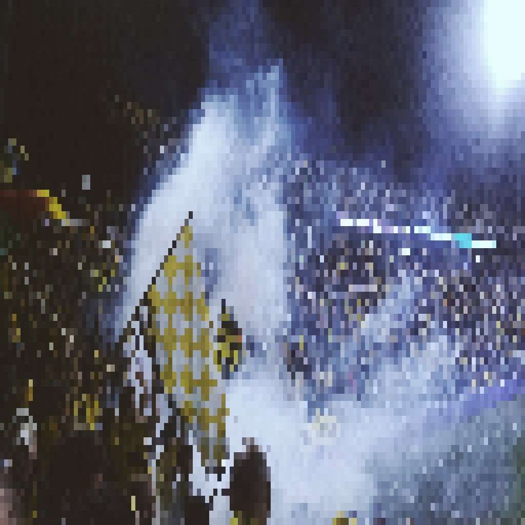 Pixelated photograph of a football stadium